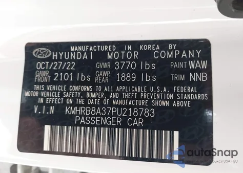 2023 Hyundai Venue Se z USA, uszkodzony, nr VIN KMHRB8A37PU218783